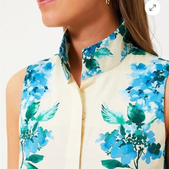 Tuckernuck NEW Water's Edge‎ Hydrangea Sleeveless Ivory Charlie Dress Size Large - Picture 5 of 9